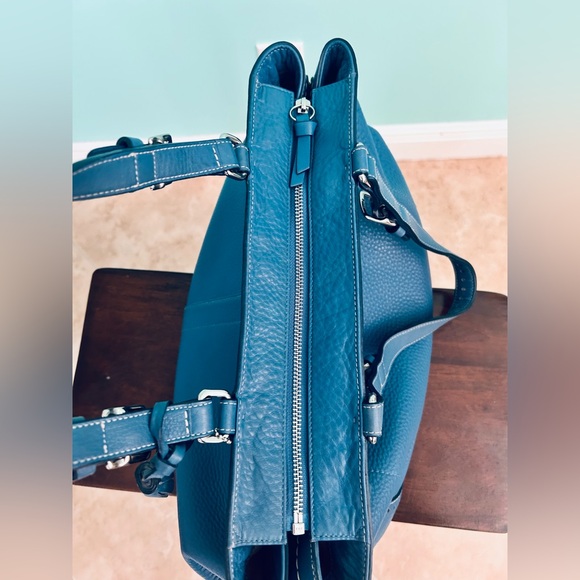 Vintage Coach Hamptons Blue Pebbled Leather Carryall Tote Bag